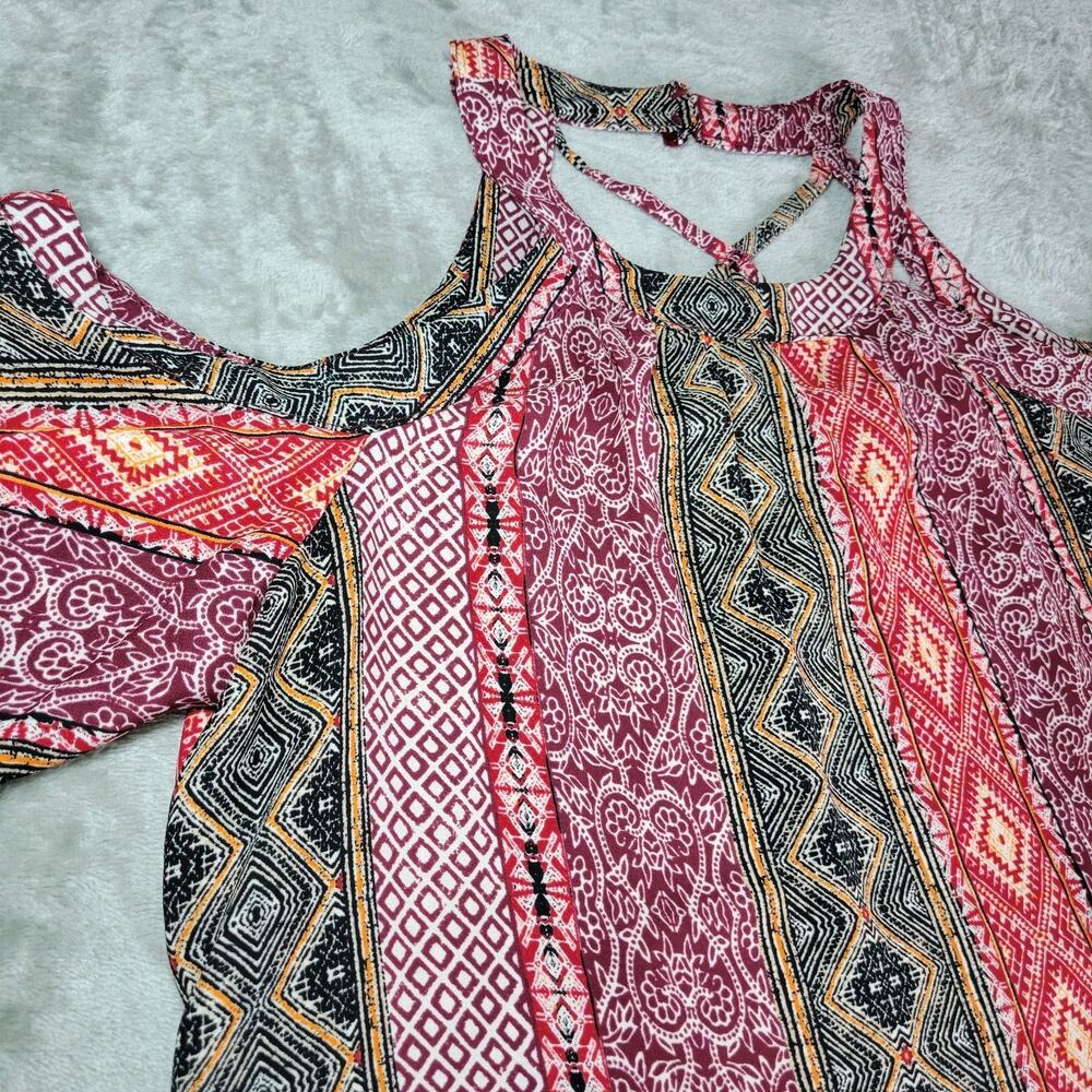 Women's Cold Shoulder Strappy Blouse Size L Romantic Boho Cottage Core Festival